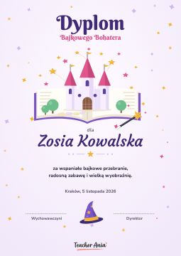 Dyplom – Dzień Postaci z Bajek