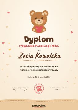 Dyplom – Dzień Pluszowego Misia