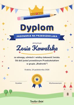 Dyplom – Pasowanie na przedszkolaka