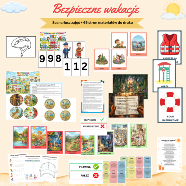 Bezpieczne wakacje — podgląd materiałów