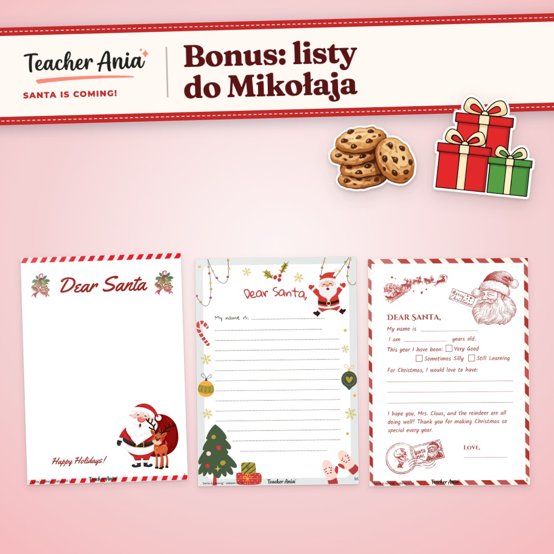 Santa is coming! – scenariusz zajęć – bonus: listy do Mikołaja
