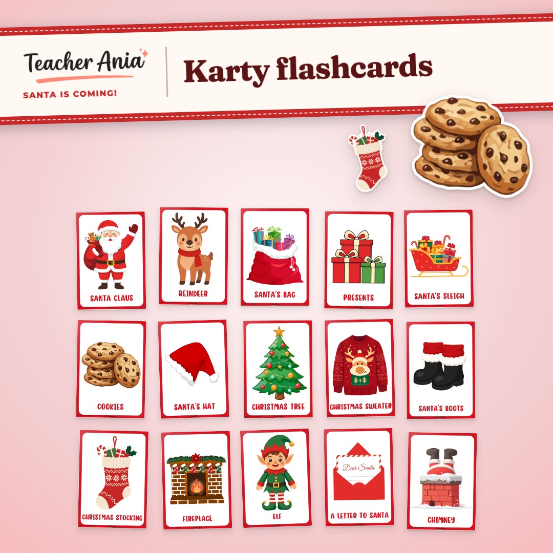 Santa is coming! – scenariusz zajęć – karty flashcards ze świątecznym słownictwem