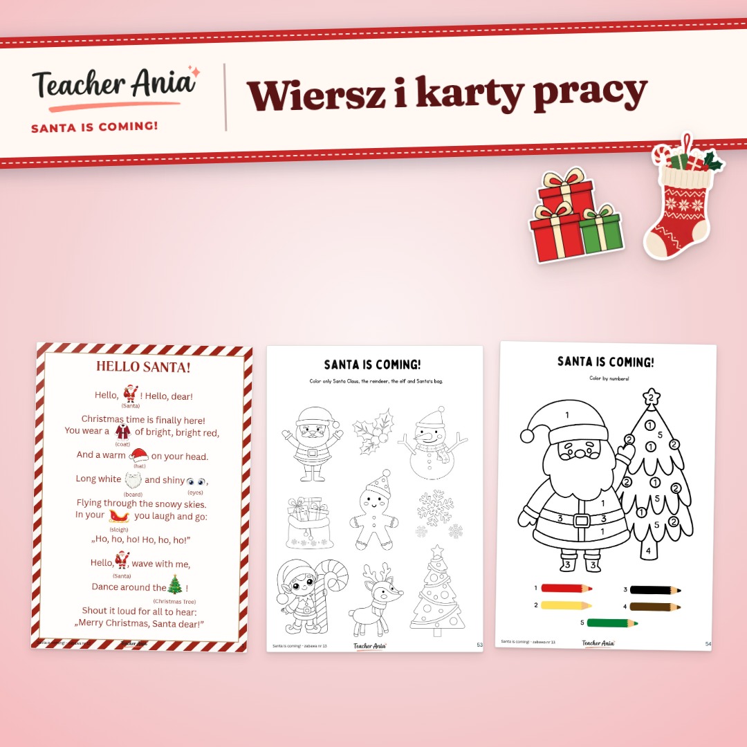 Santa is coming! – scenariusz zajęć – wiersz i karty pracy
