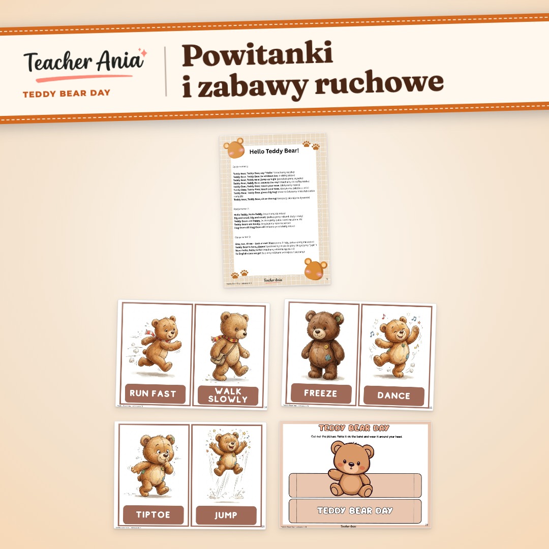 Teddy Bear Day – scenariusz zajęć – powitanki i zabawy ruchowe